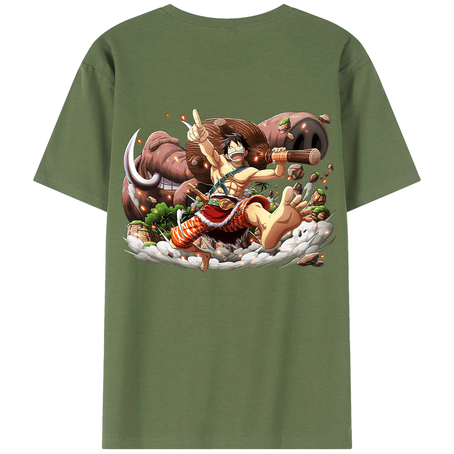ワンピース モンキー・D・ルフィ ONE PIECE Monkey D. Luffy 綿100％ メンズ半袖Tシャツ（バックプリント） 通気性